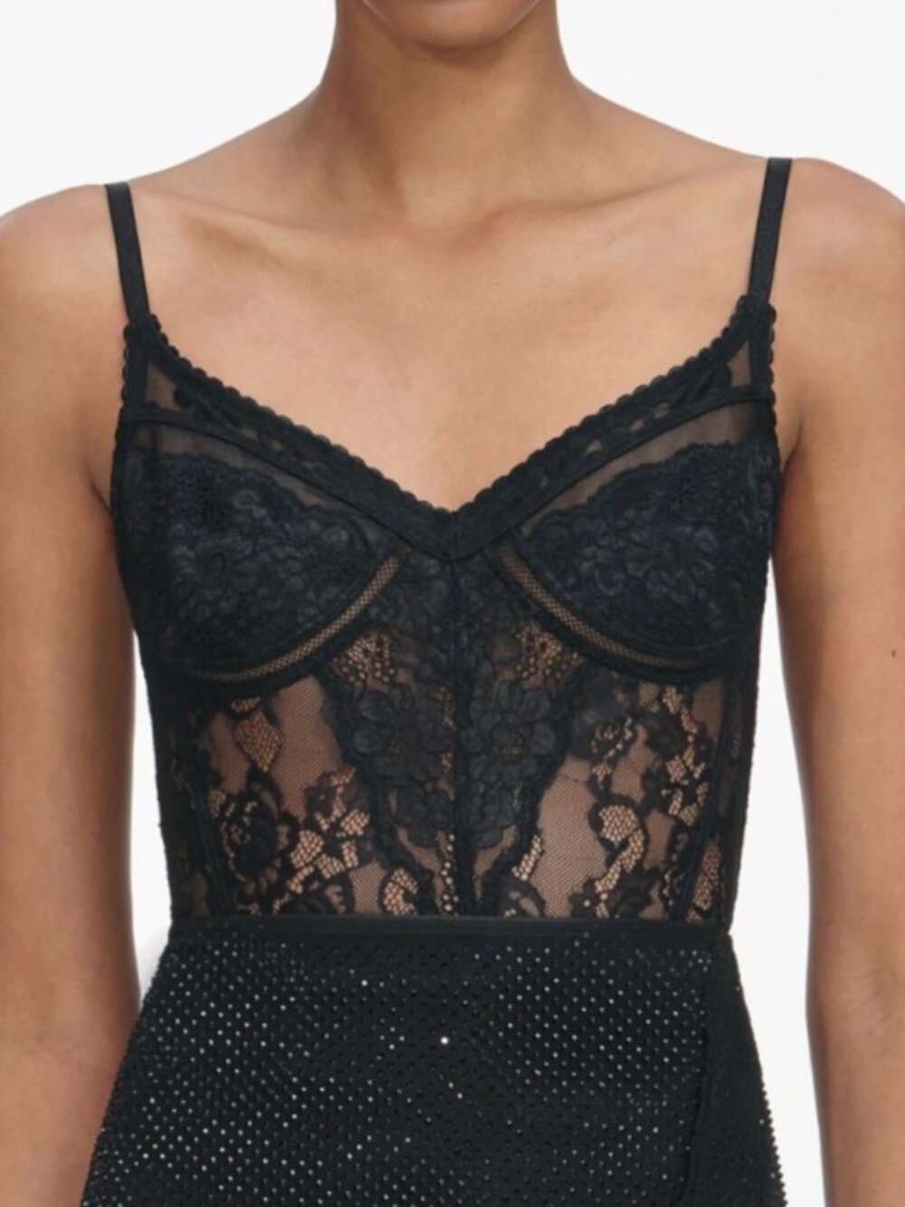 NWT self-portrait black lace strappy top - size UK 10 / US 6